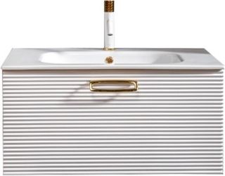 Тумба под раковину Armadi Art Vallessi Avangarde Linea 80см белый/золото 842-080-WG